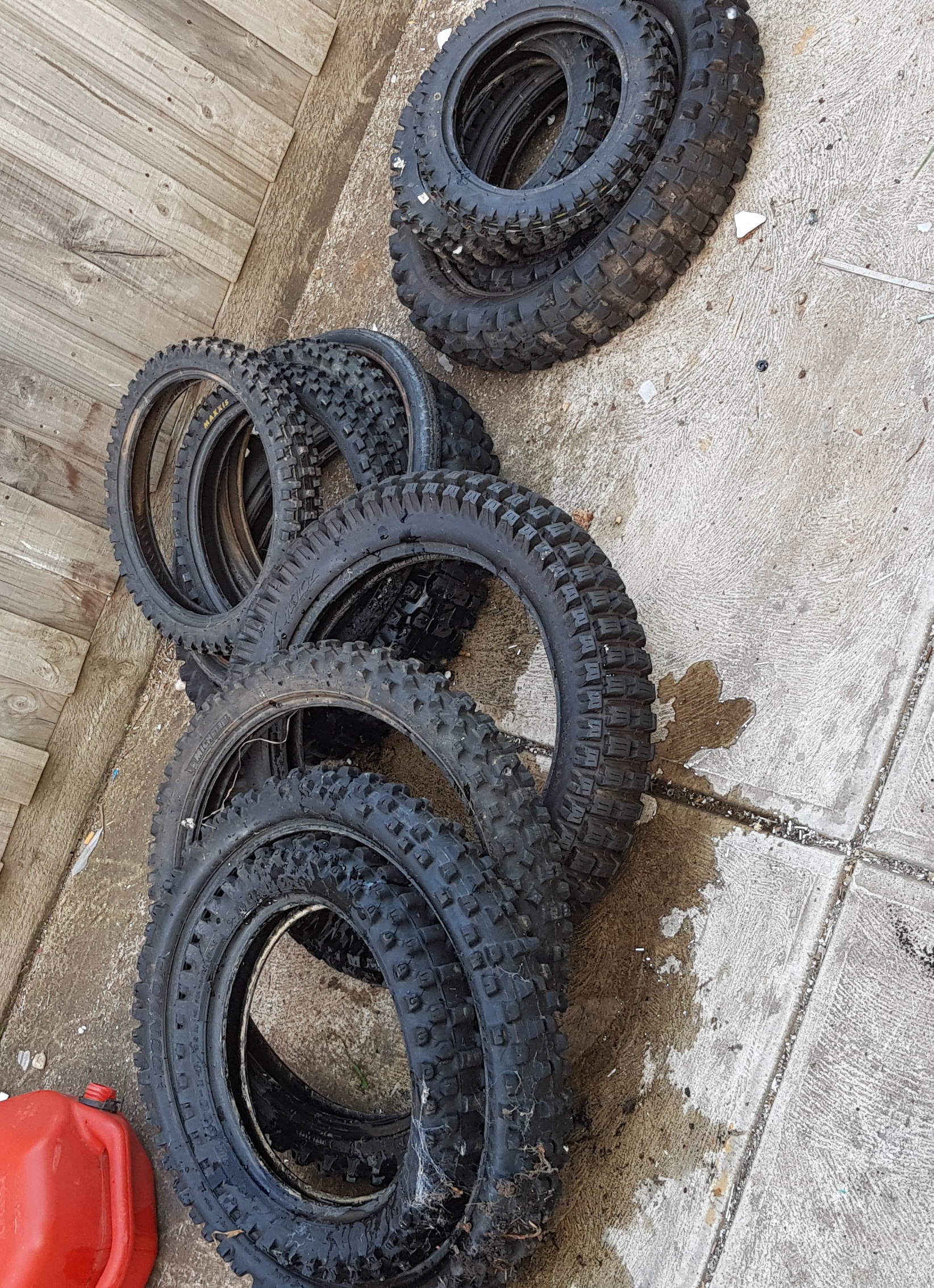 Various dirt bike tyres various diameters and widths